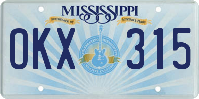 MS license plate OKX315