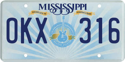 MS license plate OKX316