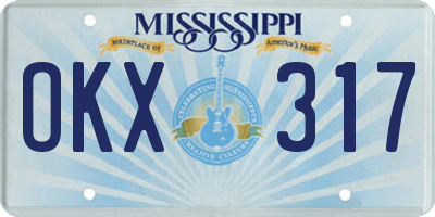 MS license plate OKX317