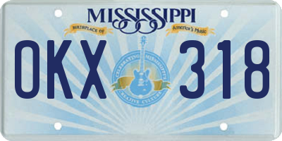 MS license plate OKX318