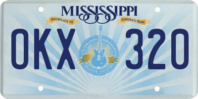 MS license plate OKX320