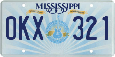 MS license plate OKX321