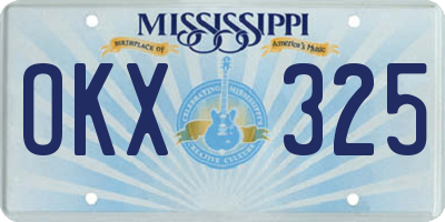 MS license plate OKX325