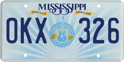 MS license plate OKX326