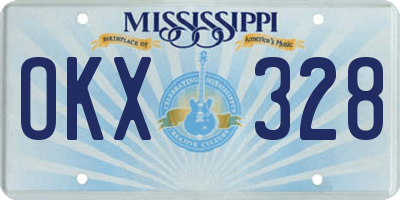 MS license plate OKX328