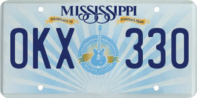 MS license plate OKX330