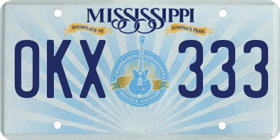 MS license plate OKX333