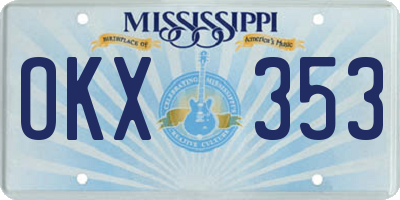 MS license plate OKX353