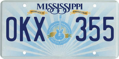MS license plate OKX355