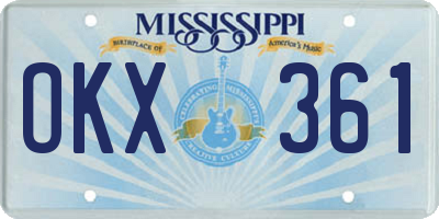 MS license plate OKX361