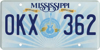 MS license plate OKX362