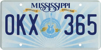 MS license plate OKX365