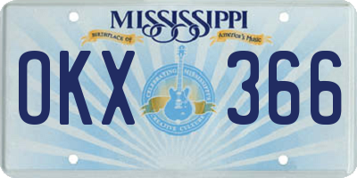MS license plate OKX366