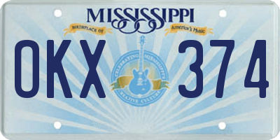 MS license plate OKX374