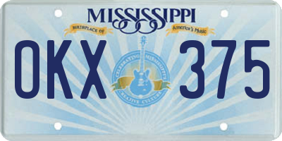MS license plate OKX375