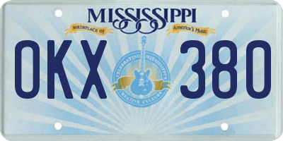 MS license plate OKX380