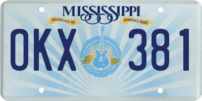 MS license plate OKX381