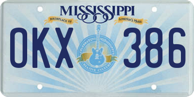 MS license plate OKX386