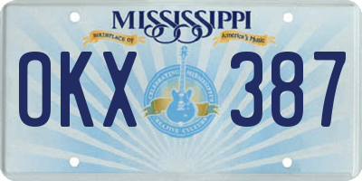 MS license plate OKX387