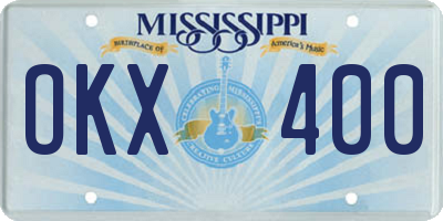 MS license plate OKX400