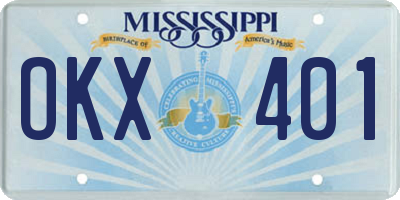 MS license plate OKX401