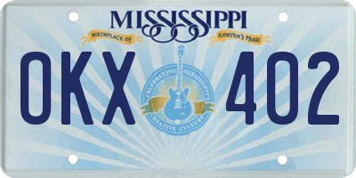 MS license plate OKX402