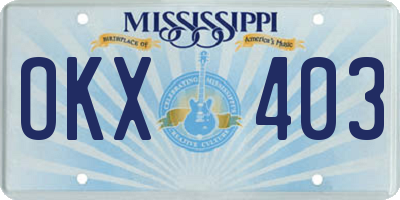 MS license plate OKX403