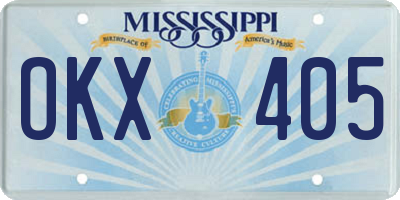 MS license plate OKX405