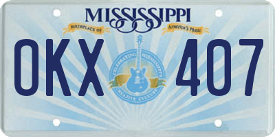 MS license plate OKX407