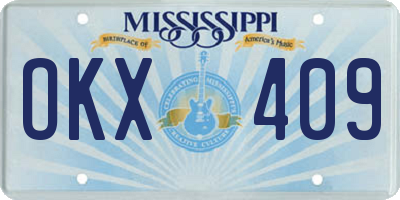 MS license plate OKX409