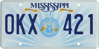 MS license plate OKX421