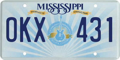 MS license plate OKX431