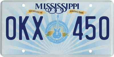 MS license plate OKX450