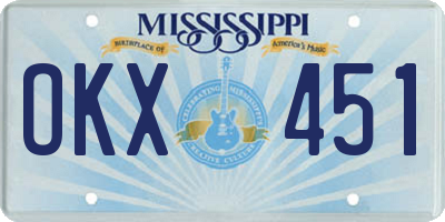 MS license plate OKX451