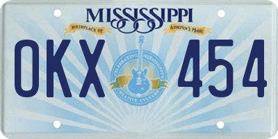 MS license plate OKX454