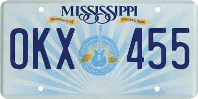 MS license plate OKX455