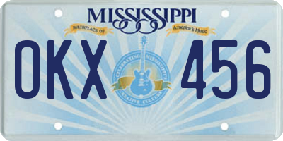 MS license plate OKX456