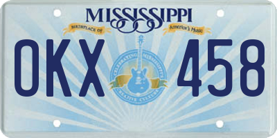 MS license plate OKX458