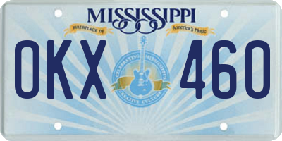 MS license plate OKX460