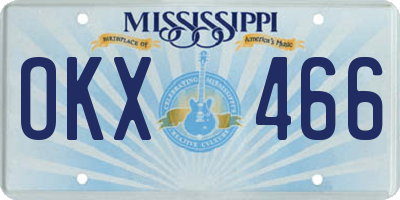 MS license plate OKX466