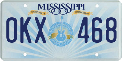 MS license plate OKX468