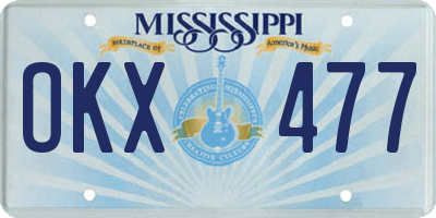 MS license plate OKX477