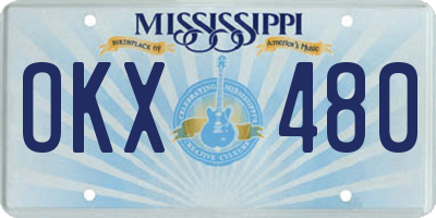 MS license plate OKX480