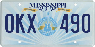 MS license plate OKX490