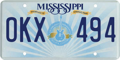 MS license plate OKX494