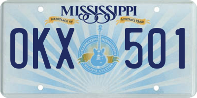 MS license plate OKX501