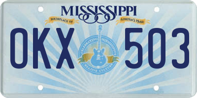MS license plate OKX503