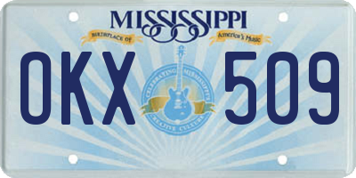 MS license plate OKX509