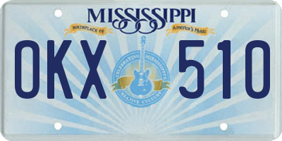 MS license plate OKX510