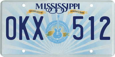 MS license plate OKX512
